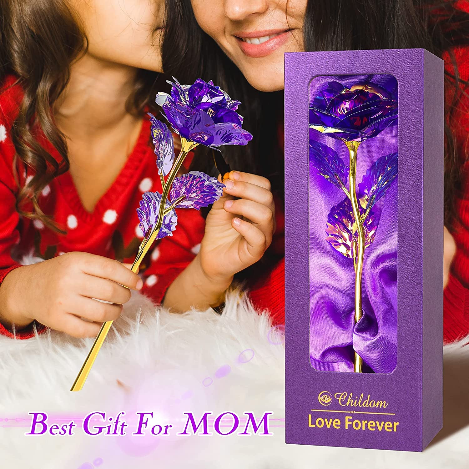 Valentines Day Gifts for Women,Mom Birthday Gifts for Her,Rose Flower Gifts for Mom,Purple Valentines Rose Flower Gifts for Mom from Daughter Son, Valentines Gifts for Wife, Girl, Grandma,Anniversary