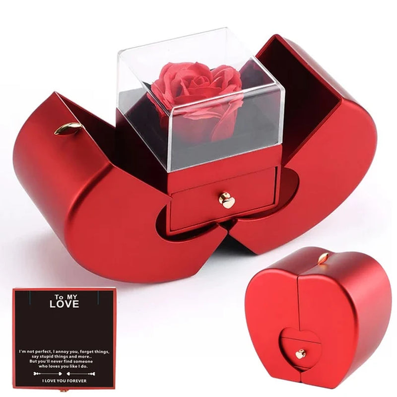  Eternal Flower Apple Jewelry Box Christmas Gift Box Rose Flower Birthday Party Valentine'S Day Gift