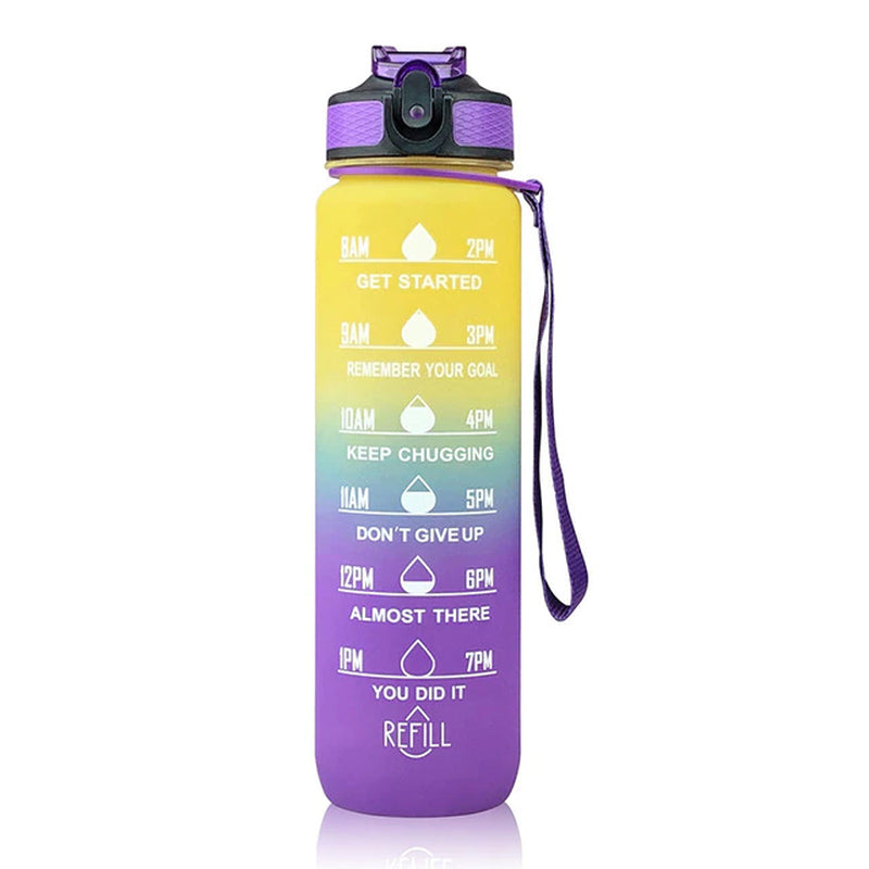  Time Scale 1 Liter Water Bottle Fitness Outdoor Sports Water Bottles with Straw Frosted Leakproof Motivational Sport Cups